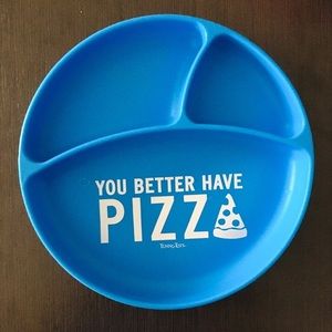 Bella Tunno Wonder Plate You Better Have Pizza Blue Silicon Suction Plate
